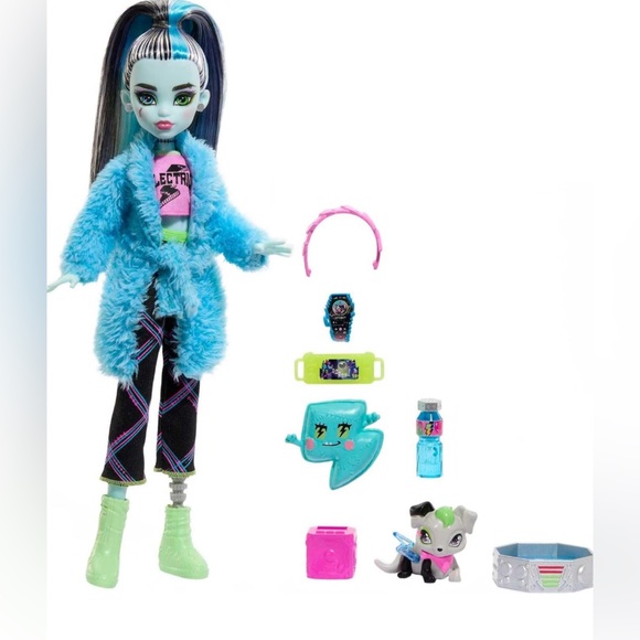 ⚡️NEW⚡️ Monster High Creepover Party Doll, Frankie Stein with Pet Dog Watzie